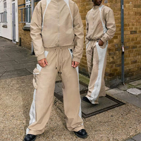 Ensembles coupe-vent mi-lourds personnalisés, streetwear grande taille, survêtements sportifs color block, ensembles de survêtements unisexes oversize, survêtements en nylon pour hommes