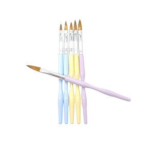 Kit de 6 pinceaux à ongles en acrylique, tailles 2 à 12, poils en nylon, manche en plastique coloré, pour poudre et sculpture, ensemble de pinceaux à ongles en acrylique pour salon - Product Image 5