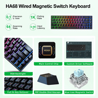 Keywin HA68 Magnetic-axis 68-key RGB-backlit Gaming Mechanical Keyboard Blue-ice Magnetic Switches PBT Keycaps 1K Polling Rate