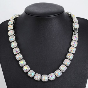 Nuevo Collar Cubano para Hombre Estilo Europeo Americano, Cadena de Aleación de 12mm con Eslabones Cuadrados de Cristal, Estilo Hip-Hop Rock Candy, Cadenas de Moda Transfronterizas - Product Image 5