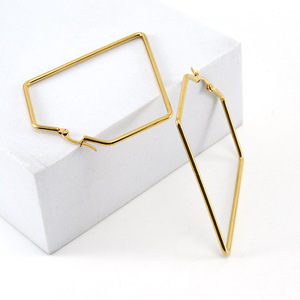 ZOGXIN Geometric Hoop Earrings Gold 50x55mm 60x67mm Stainless Steel Fashion Jewelry - Product Image 2