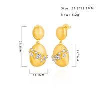 Boucles d'oreilles pendantes tendance en zircon cubique plaqué or brossé avec perle, en argent sterling 925, pour fiançailles, mariage, anniversaire ou soirée