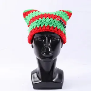 Chapéu de orelha de gato fofo vintage para o inverno 2024 estilo Y2K chapéu de arame trançado com pinos