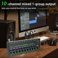 MIX1000 PRO Mixeur audio stéréo 10 canaux portable avec éclairage RGB pour équipement sonore de studio à domicile