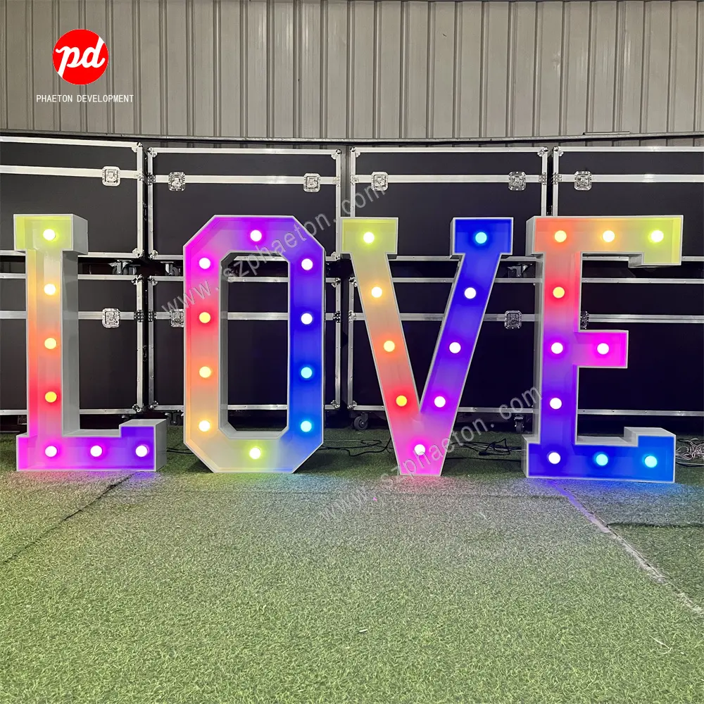 Custom 4ft Big RGB Led Multicolored Marquee Letter Lights Wedding Centerpieces Party Supplies for Wedding Decorations Wholesale