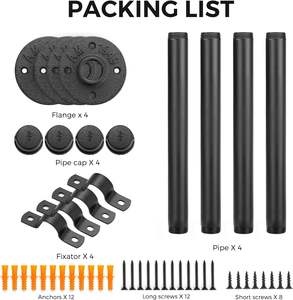 סגנון רטרו מותאם אישית תמיכה צינור מתכת תעשייתי מדפים הרכבה מדפים צפים יצוק קיר צינור ברזל - Product Image 4