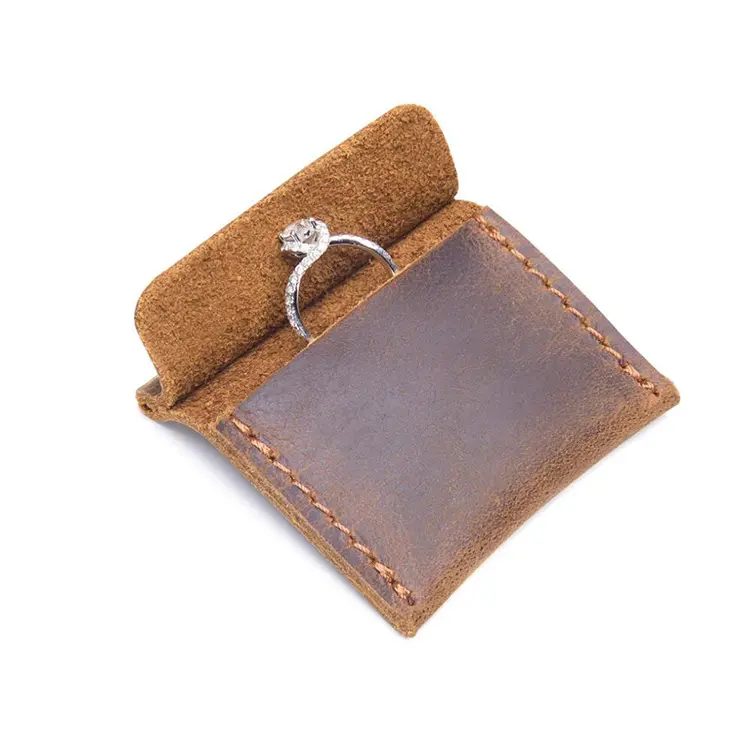 Vintage Wedding Ring Bag Engagement Box Travel Diamond Ring Storage Cowhide Ring Small Bag Ear Stud Bag