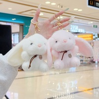 Porte-clés en peluche lapin kawaii, mignon et doux, avec longues oreilles, pour sac et sac à dos, vente en gros