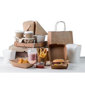 Cetak kustom logo dapat didaur ulang Kraft untuk pergi kemasan makanan Burger anjing panas jagung anjing bubur makanan kertas mangkuk baki perahu - Product Image 3