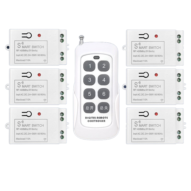 KAIYI Eight-Button Remote Control Switch 220V 10A IP65 10m-50m Range RF Wireless Battery-Powered ABS Material Control Control