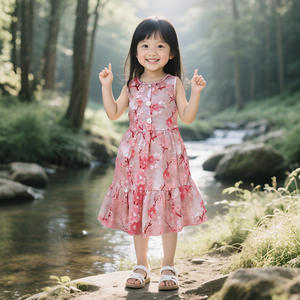 Nueva Colección de Verano Vestido Falda con Cuello Redondo y Estampado de Flores para Niñas Colección Princesa Bebé Hecho de Fibra de Viscosa - Product Image 3