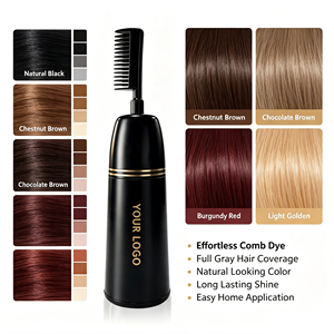 Crème colorante permanente pour cheveux à l'extrait d'herbes naturelles avec pinceau applicateur, service OEM, qualité professionnelle - Product Image 1