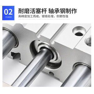 Cylindre pneumatique à double tige de guidage Liyuan, trois axes, MGPM32 40 63X20 30 75 100 125S, corps en aluminium - Product Image 3