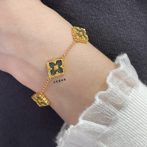 V Vàng Ý Buccetti Bốn Lá Cỏ Ba Lá Chải Brass Quyến Rũ Duy Nhất Ba Hoa Của Phụ Nữ Cổ Điển Cung Điện Phong Cách Ánh Sáng Thời Trang - Product Image 5