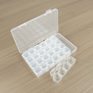 Jewelry Organizer Box 28 Grids Clear Plastic Storage Case For Nail Rhinestones Glitter Desktop Organizer With Lid - Product Image 2