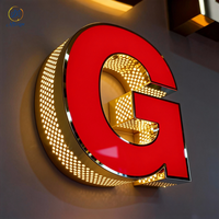 Letrero de Metal Electrochapado con Corte Láser Preciso, Letrero 3D Dorado con Letras, Logotipo Comercial Personalizado con LED para Publicidad, Letrero para Tienda, Letrero para Exteriores