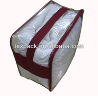 Sac d'emballage en plastique PVC avec fermeture éclair pour literie/couverture/édredon avec poche intérieure