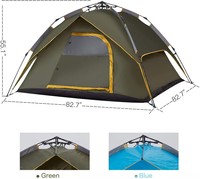Tente de camping automatique portable OEM, couleur personnalisée, installation facile en 1 minute, imperméable, double couche, fibre de verre, pour 2 personnes, glamping
