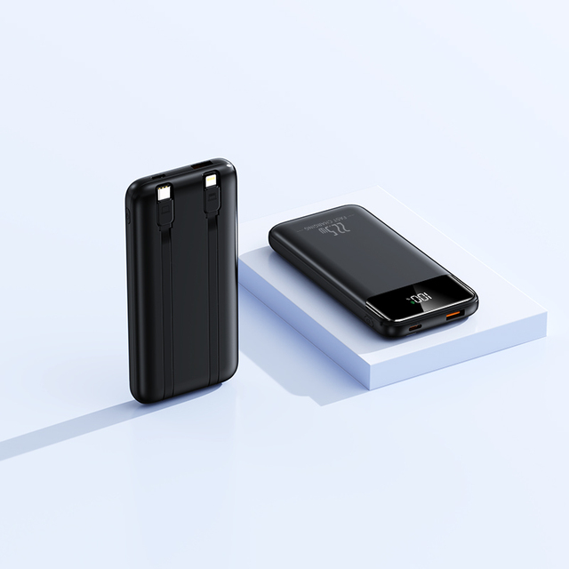 22.5W PD Fast Charging 10000mAh Power Bank Built-in Type-C Cable LED Digital Display Portable External Battery Pack