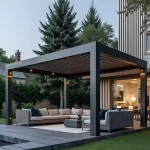 Pergola Bioclimatique Moderne Motorisée avec Toit en Verre Trempé pour Hôtels, auvent Neige & Turquie, Lames en Aluminium, Design à Persiennes - Product Image 4