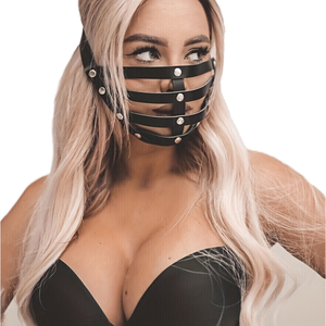 Máscara de cubierta de media cara de cuero negro para mujer Punk, disfraces de Cosplay para fiesta de Halloween, accesorios de moda, equipo de Bondage - Product Image 4