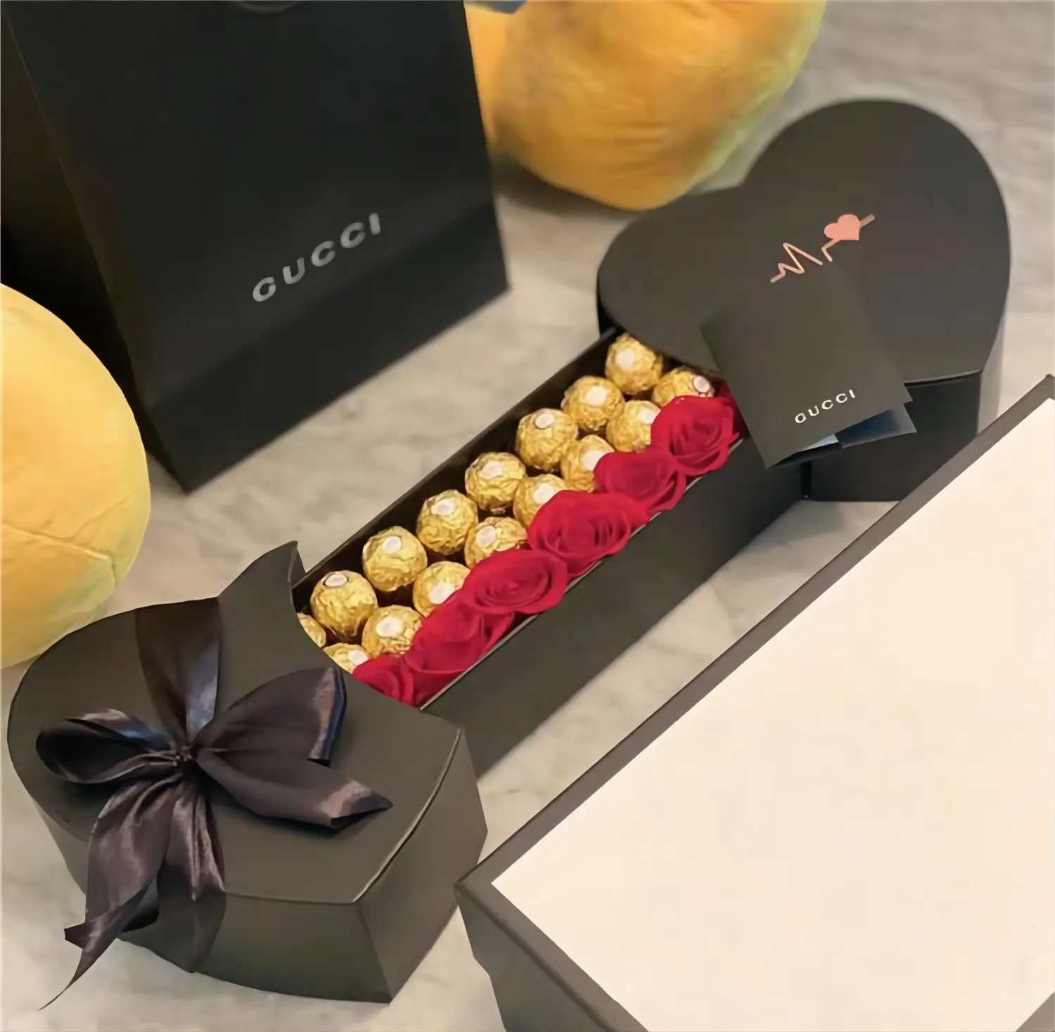 สร้างสรรค์คู่รูปหัวใจดอกไม้กล่องรักลิ้นชักดอกไม้กล่องของขวัญกล่องบรรจุภัณฑ์ของขวัญ
