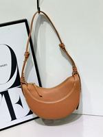 Sac à bandoulière croisé haut de gamme en PU, design croissant, style niche, pour femme, avec fermeture éclair, collection 3320 #