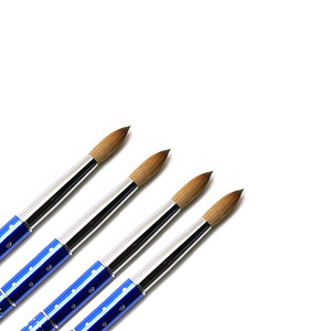 Pinceau à ongles en acrylique avec manche en métal bleu, 100% poils de Kolinsky purs, OEM, pinceau de haute qualité pour extension d'ongles en poudre acrylique, manucure - Product Image 3