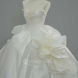 Jancember SFY309 Elegantes Vestidos de Novia con Escote Corazón, Estilo Imperio, con Volantes y Falda Abullonada de Satén - Product Image 5