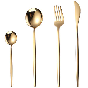 Ensemble de couverts en acier inoxydable 304, 24 pièces, couteau/fourchette/cuillère, cuillère à dessert portugaise, cuillère à steak pour hôtel - Product Image 5