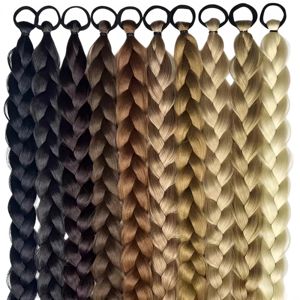 Queue de cheval synthétique tressée avec élastique, tresses de <span class=keywords><strong>boxe</strong></span> pour femmes, accessoires capillaires, 24 pouces, tresses de couleur unie - Product Image 1