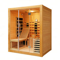 Sauna Inframerah Jauh 6 Panel untuk 2 Orang, Sauna Kayu Solid untuk Penggunaan Rumah & Komersial