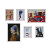 Marcos de madera MDF rectangulares de estilo Vintage personalizados, 6 piezas, decoración del hogar, juego de marcos de arte de pared