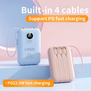 Batterie Li-polymère Type-C à charge rapide PD 22,5 W, batterie externe haute capacité 20000 mAh avec 4 câbles intégrés et 2 lampes LED - Product Image 2