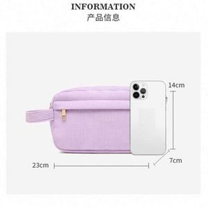 Pochette de toilette en velours côtelé écologique, personnalisable avec logo, portable, avec fermeture éclair et poignées, pour le rangement des cosmétiques - Product Image 2