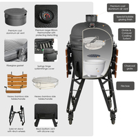 Barbecue Kamado en céramique moderne SEB PN-21 21,5 pouces, acier inoxydable, allumage électronique, commande tactile, revêtement antiadhésif, au charbon de bois, très bien noté