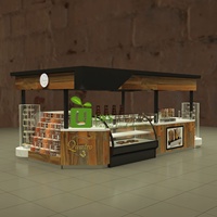 Kiosque à desserts personnalisé pour centre commercial, stand de crème glacée avec vitrine réfrigérée, présentoir rotatif, façade en bois