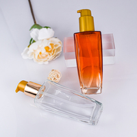 Distributeur de shampooing de luxe transparent de 100ml, pompe à lotion pour les mains en aluminium carré, anneau moyen, bouteille de couleur orange pour cosmétiques