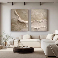 Peinture à l'huile abstraite moderne sur toile, nouveau design, texture 3D beige, peinte à la main, cadres minimalistes, décoration murale