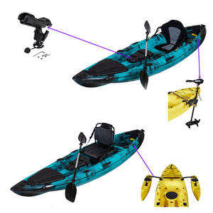 قارب تجديف من البلاستيك الفردي لشخص واحد من Lake River ، قارب كاياك مصبوب للصيد الترفيهي مع محرك لمقعد المجذاف - Product Image 1