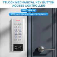 Système de serrure intelligente extérieure TTlock avec bouton à clé physique en métal, contrôle d'accès IP67 pour hôtel/AirBnB