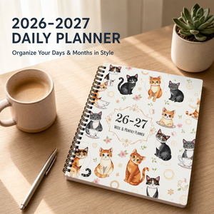 Cuaderno Espiral Personalizable con Diseño Divertido de Gatos, Agenda Diaria 2026-2027, Diario A5, Impresión CMYK, Regalo para Mujeres Amantes de los Gatos - Product Image 5