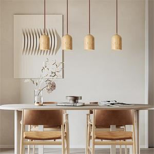 Japanese Wabi-Sabi Style Yellow Travertine Pendant <b>Light</b> Cream Bedroom Bedside Nordic Original Wood for HomeStay <b>Chandelier</b> - Product Image 4