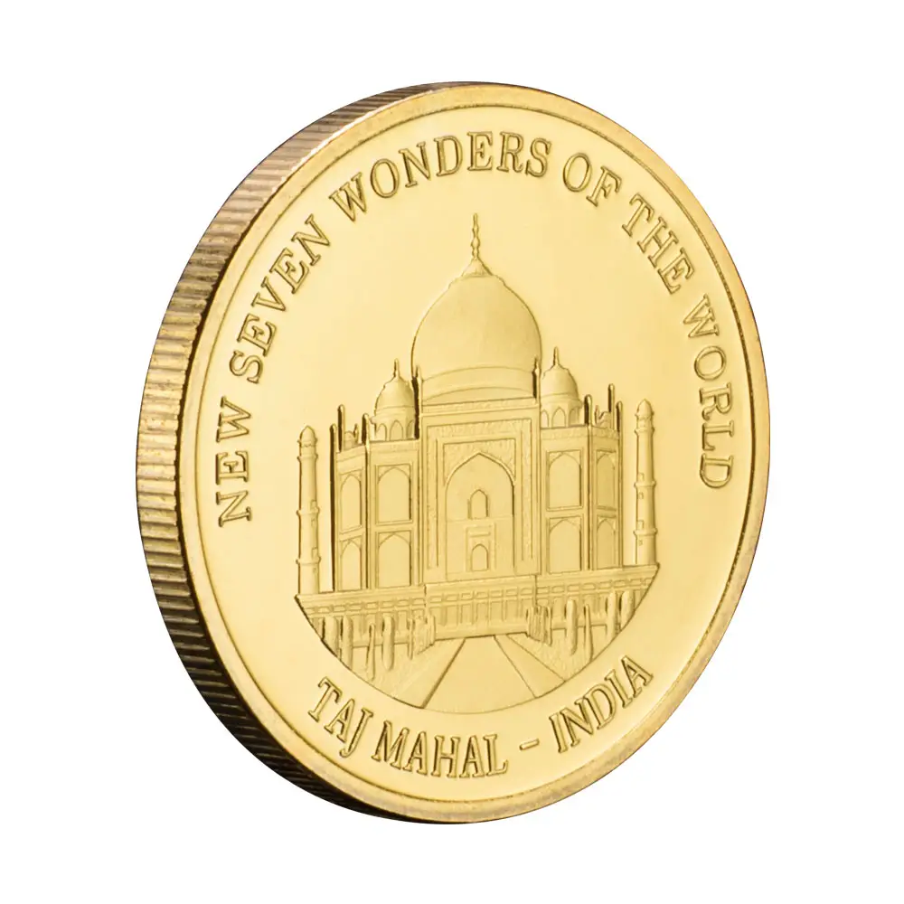 Tujuh Wonder Of The World TAJ MAHAL suvenir koin berlapis emas hadiah koleksi bangunan besar koin peringatan