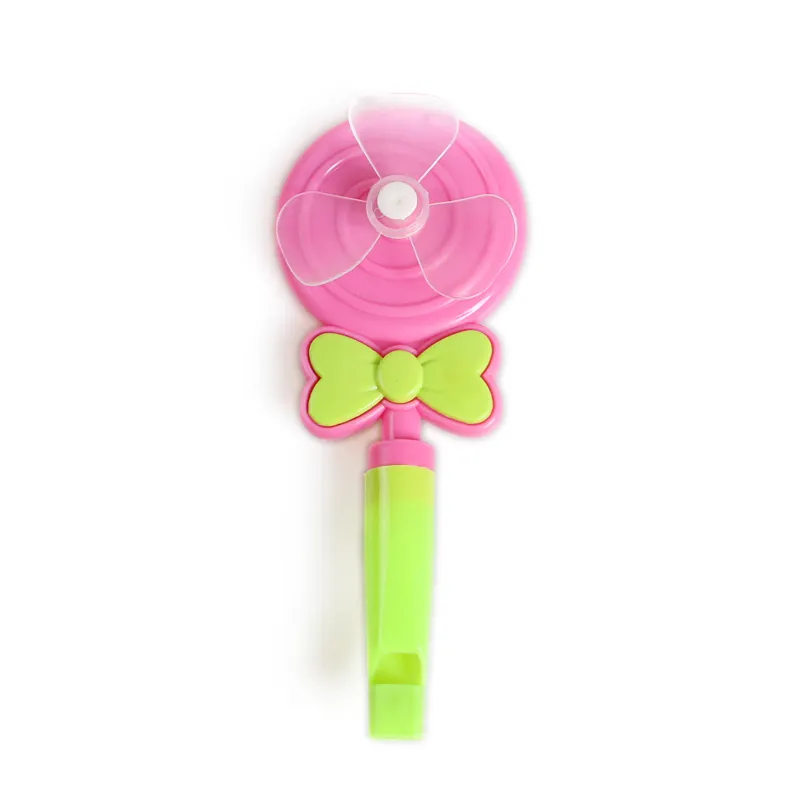 Makaron şeker renkler lolipop şekli plastik fırıldak oyuncaklar Fan düdük küçük plastik şeker oyuncaklar çocuklar için