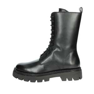 รองเท้าบูทคอมแบทสำหรับผู้หญิง สีดำ แบบผูกเชือก หุ้มข้อสูง สไตล์ทหาร พื้นหนา - Product Image 1
