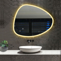 Miroir intelligent LED IP44 pour salle de bain, écran tactile, miroir de vanité asymétrique mural, design graphique moderne