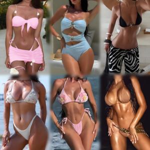 Ensemble de bikini imprimé pour femme, deux pièces, dos nu, sexy, tendance de l'été, expédié aléatoirement. - Product Image 2