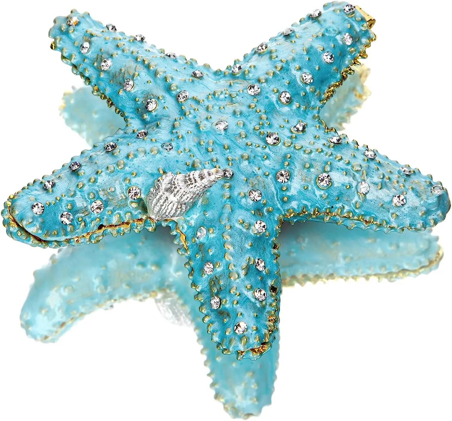 Jeweled Starfish figurine đính hộp bản lề sưu tập sơn tráng men biển sao động vật trang sức chủ hộp