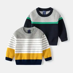 Pull pour enfants en bas âge garçons vente chaude de haute qualité en tricot à manches longues en coton hauts pull col rond enfants vêtements sweat-shirt